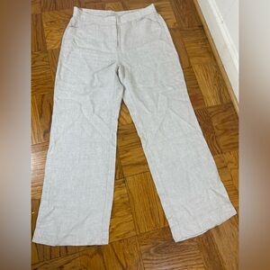 Chico's Soft Gray 100%linen straight leg pants  size L
